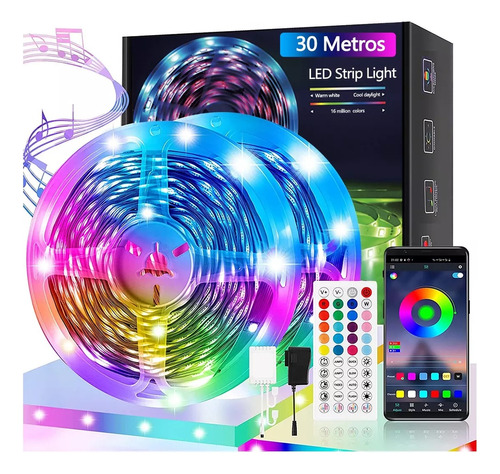 Tiras De Luces Led Bluetooth Control Por App Rgb 30m (2x15m)