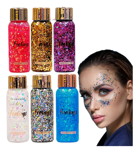 Glitter Gel Holográficas Brillo Máximo Rostro Cuerpo Pack 3