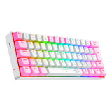 Teclado Redragon Dragonborn K630wp Rgb Sw Blue Branco E Rosa Idioma Português Brasil