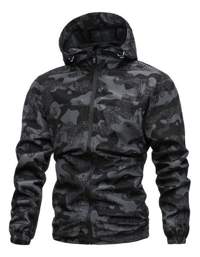 Jaqueta Corta-vento Camuflada Casual Leve Bomber Varsity