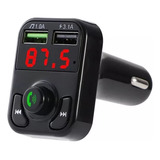 Transmisor Cargador Receptor Bluetooth Fm Mp3 Estéreo Para Auto Manos Libres Con 2 Usb Color Negro