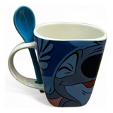 Taza Ceramica De Stitch Con Cuchara 440ml