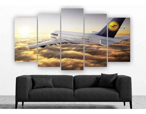 Set De 5 Cuadros Decorativos Canvas Aviones 10