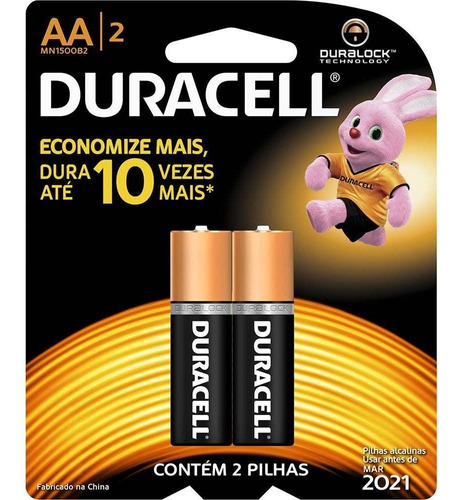 Pilha Alcalina Pequena  Aa2 C/2 Duracell