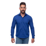 Camisa Social Masculina Slim Manga Longa Lisa Não Amassa