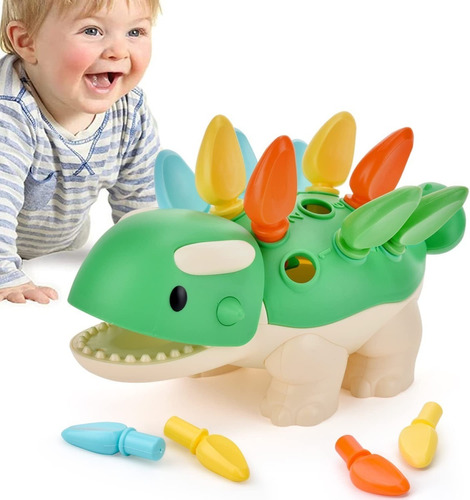 Juguete Educativo Montessori Habilidad Motriz - Dinosaurio Color Verde Lima