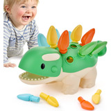 Juguete Educativo Montessori Habilidad Motriz - Dinosaurio Color Verde Lima