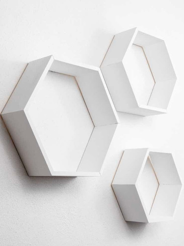 3 Repisas Hexagonales Flotantes Minimalistas Modernas Colór