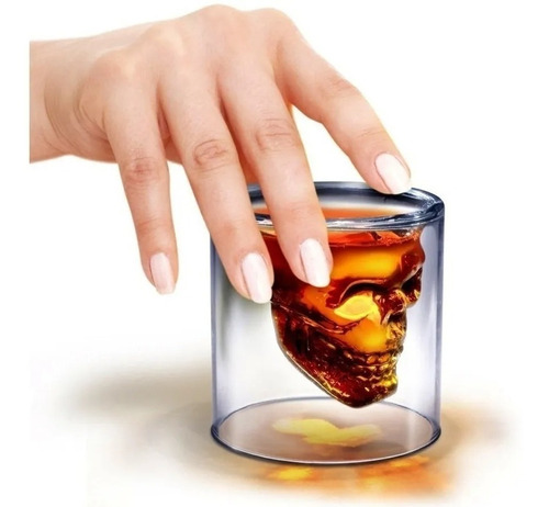 Pack 10 Vaso Calavera Cristal Whisky Grande 13 Cm De Vidrio 