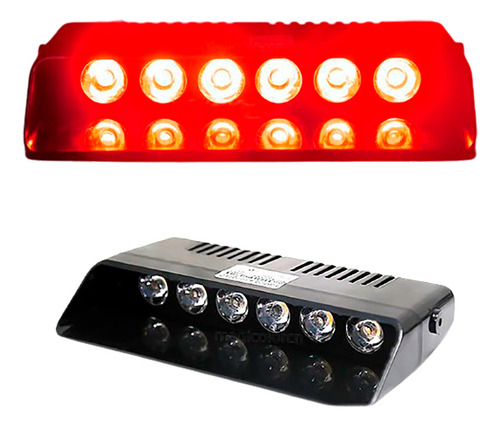 Strobo Giroflex Interno 6 Leds Vermelho Azul Para Fixa Vidro