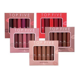 Set 5 Labiales Mate Mousse Top Five Italia Deluxe Original