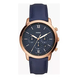 Fossil Neutra Chrono Reloj De Cuero Azul Para Hombre Fs5454