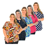 Kit 5 Blusinhas Camiseta Plus Size Verão Estampadas Atacado