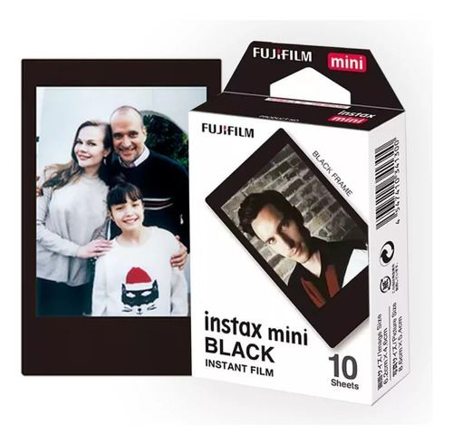 10 Poses Filme Fotográfico Instax Mini Black Fujifilm 