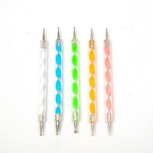 Kit De 5u Pinceles Dotting Pen Doble Punta Decoración Uñas
