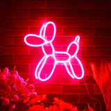 Letrero Neón Perro Globo Dog Balloon Koons Control Atenuador Color Rosa
