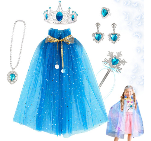 Disfraz De Princesa Frozen Elsa Niña Vestido De 7 Piezas