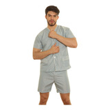 Pijama Hombre Camisero Manga Corta Pantalon Bermuda