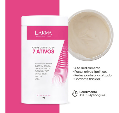 Creme De Massagem 7 Ativos 1kg Lakma 