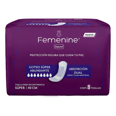 Toallas Femeninas Para Incontinencia Depend Femenine Máxima Absorbencia 8 Piezas | MercadoLibre