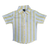 Camisa Linho Listrada Amarela Infantil