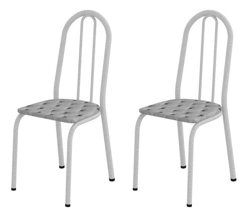 Conjunto 6 Cadeiras América 050 Cromo Branco - Artefamol
