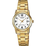 Reloj Casio  Ltpv002 7b Mujer Ext Acero Dorado Fechador Full