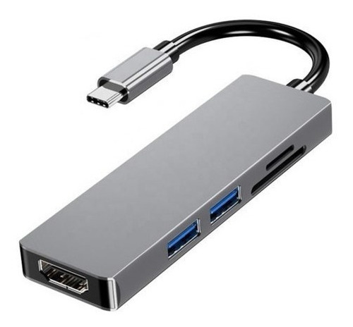 Hub Tipo-c 5 En 1 Hdmi + Usb3.0 X 2 + Lectro Sd Y Microsd 