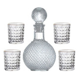 Set Licorera + 4 Vasos Vidrio Calidad, Whisky - Birmingham