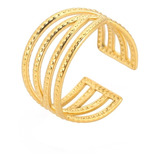 Anillo Argolla Acero Color Oro Clásico Forma Caramelo Mujer