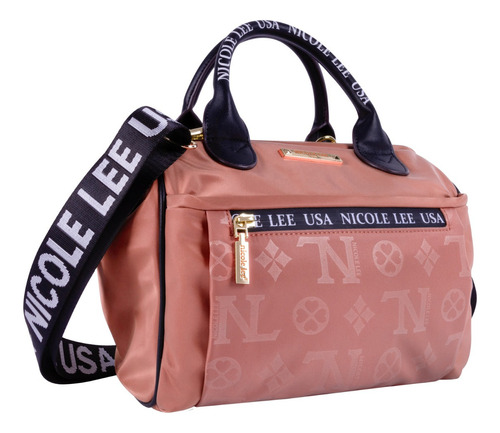 Bolsa De Mano Nicole Lee Keysha De Nylon Grabado Fw23 Color Rosa