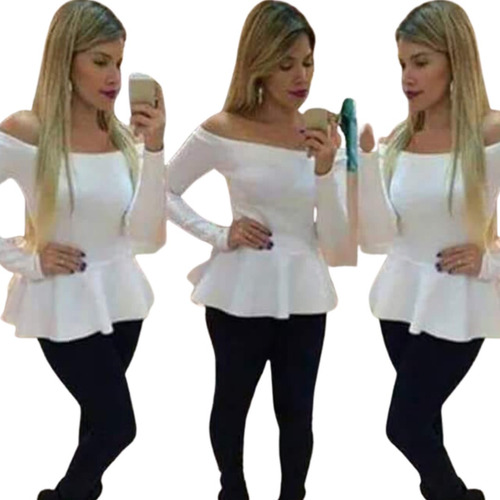 Blusa Polera Peto Crop Top Manga Larga Boda Fiesta Gala T035