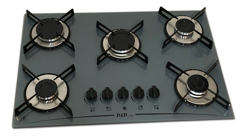 Fogão Cooktop 5 Bocas A Gás D & D Metal Prata Perolizado