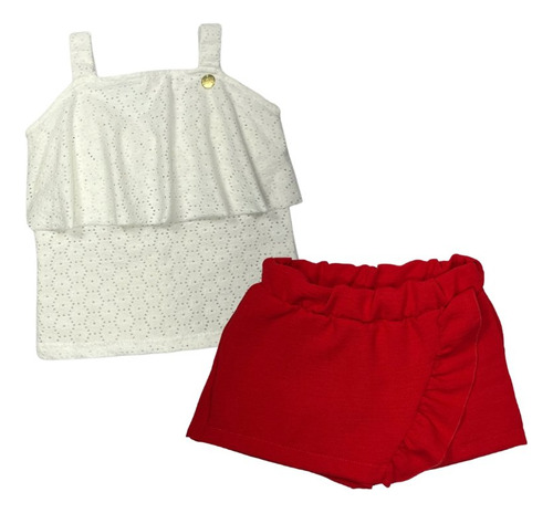 Conjunto Infantil Blusa Laise E Short Saia - Natal/ano Novo