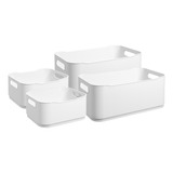 Kit 4 Caixas Organizadora Multiuso Cesto Coza - Branco