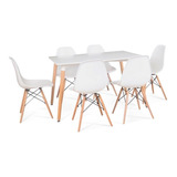 Juego De Comedor Mesa Eames 140 X 80 + 6 Sillas Eames