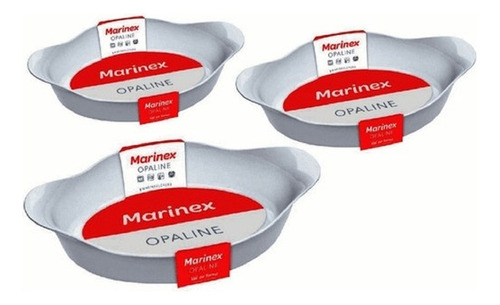 Set 3 Fuentes Asaderas  Para Horno Ovaladas Blanca - Marinex