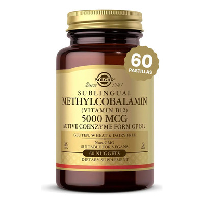 Metilcobalamina Vitamina B12 5000mcg Sublingual 60cap Solgar Sabor Neutro | Envío gratis