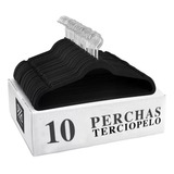 Perchas Con Broches Plasticas Negra X10