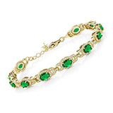 Pulsera De Tenis De Esmeralda Simulada Verde De Plata Chapad