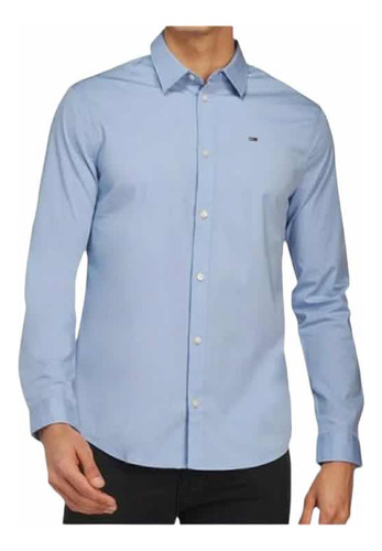 Camisa Tommy Jeans Para Hombre Slim Fit Azul