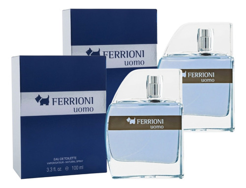 Paquete Perfume Ferrioni Uomo 100ml Caballero Original 2pzas