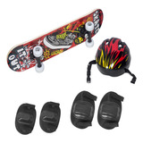 Kit Skate Infantil Capacete Joelheira Cotoveleira 60cm