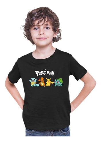 Playera Pokemon Pikachu, Charmander Squirtle, Bulbasaur