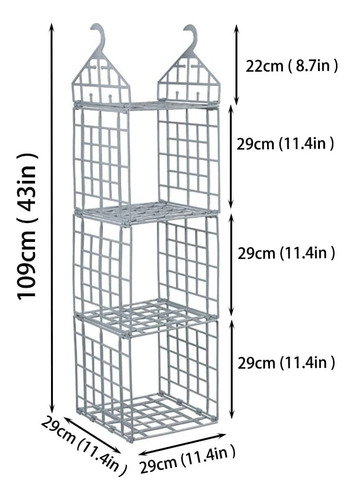 Organizador Armario Estante Plastico Ropa 4 Niveles 109 Cm