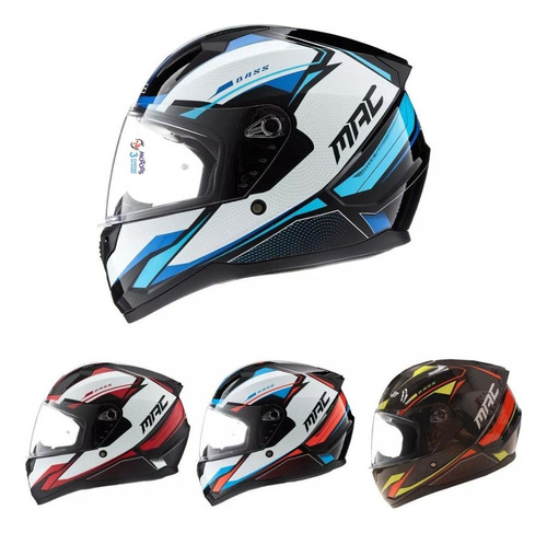 Jm Casco Moto Integral Mac Bass Zepelin Blanco Naranja 