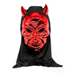 Máscara Diablo Brillante Con Velo Disfraz Halloween 3093417 Color Rojo/plateado