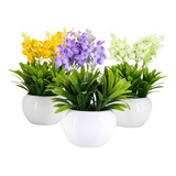 Set X6 Mini Planta Flores Artificial Deco Plástico Interior