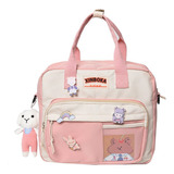 Bolso Morral Kawaii Rabbit Con Pins Y Conejito Peluche 