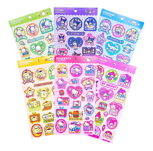 Planillas De Stickers Hello Kitty Kuromi Melody Badge Set